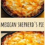 Mexican Shepherd's Pie in a cast iron skillet.
