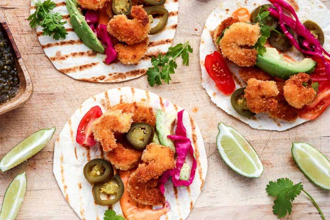 A bunch of food sitting on top of a cutting board