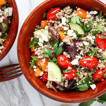 A bowl of salad, with Buckwheat
