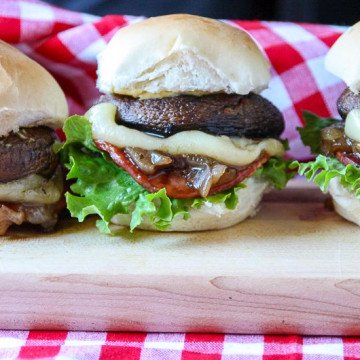 A close up of a mushroom slider