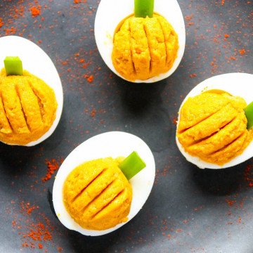 Devilled eggs on a plate