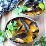 A bowl of shellfish on a table