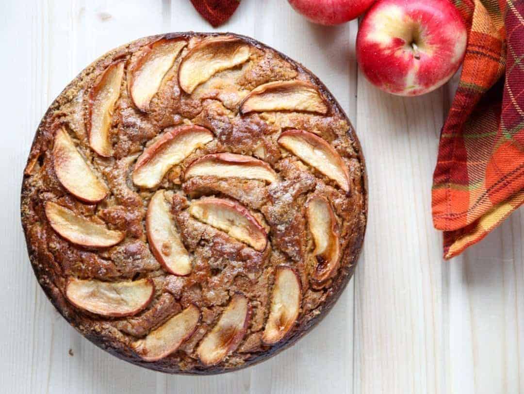 Apple Ricotta Cake topped with Apple Slices