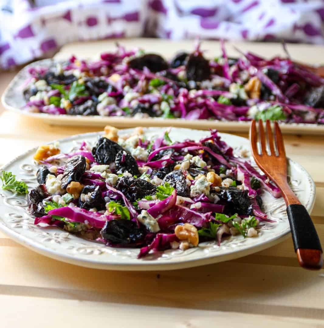 A plate of food on a table, with Salad and Buckwheat