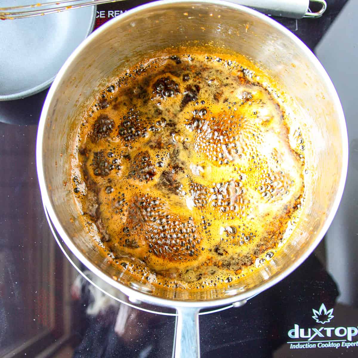 ingredients simmering in a saucepan.