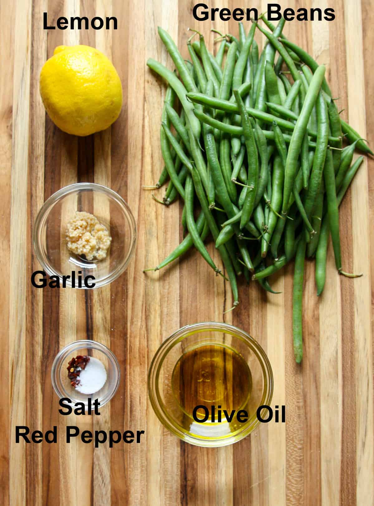 The ingredients to make this recipe on a wooden cutting board.