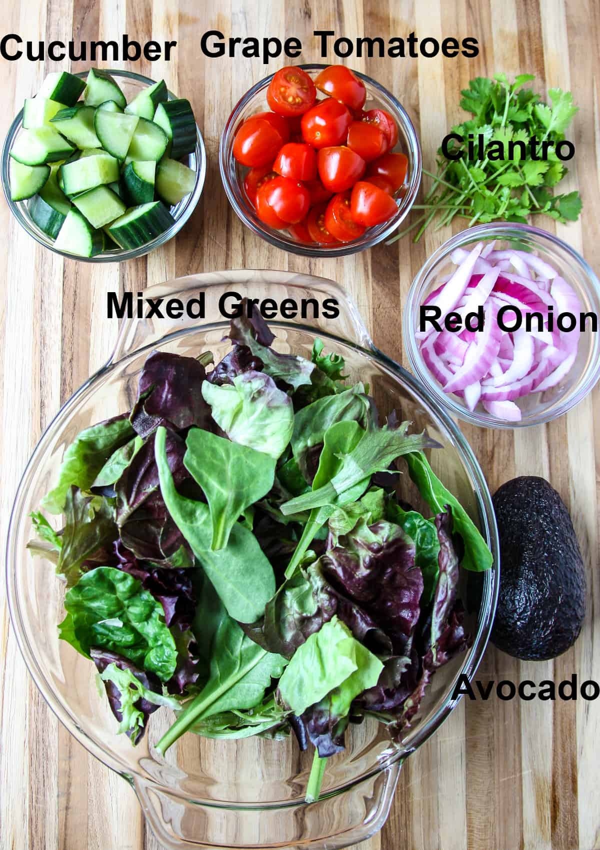 The ingredients to make the salad.