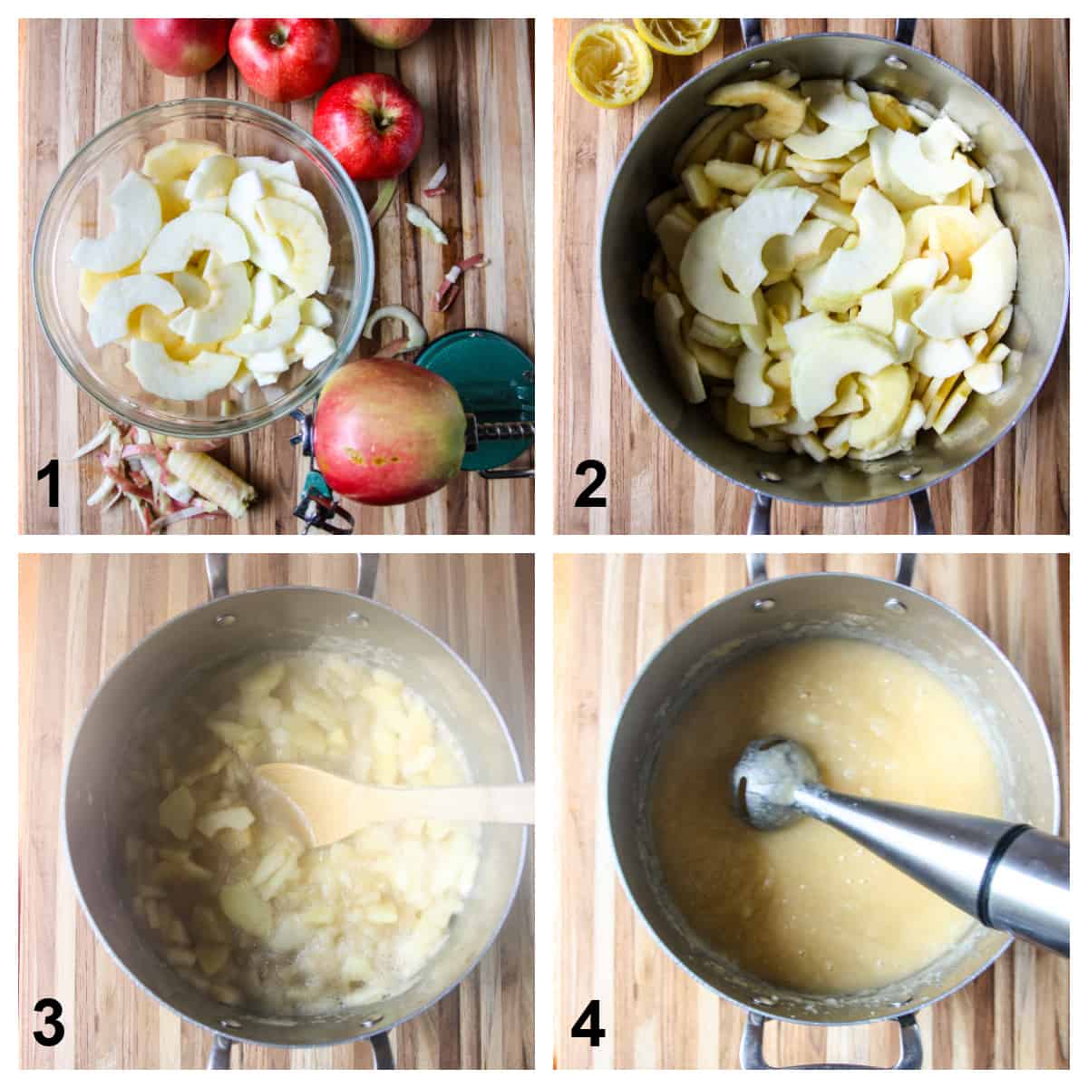 The first four steps to making the recipe.