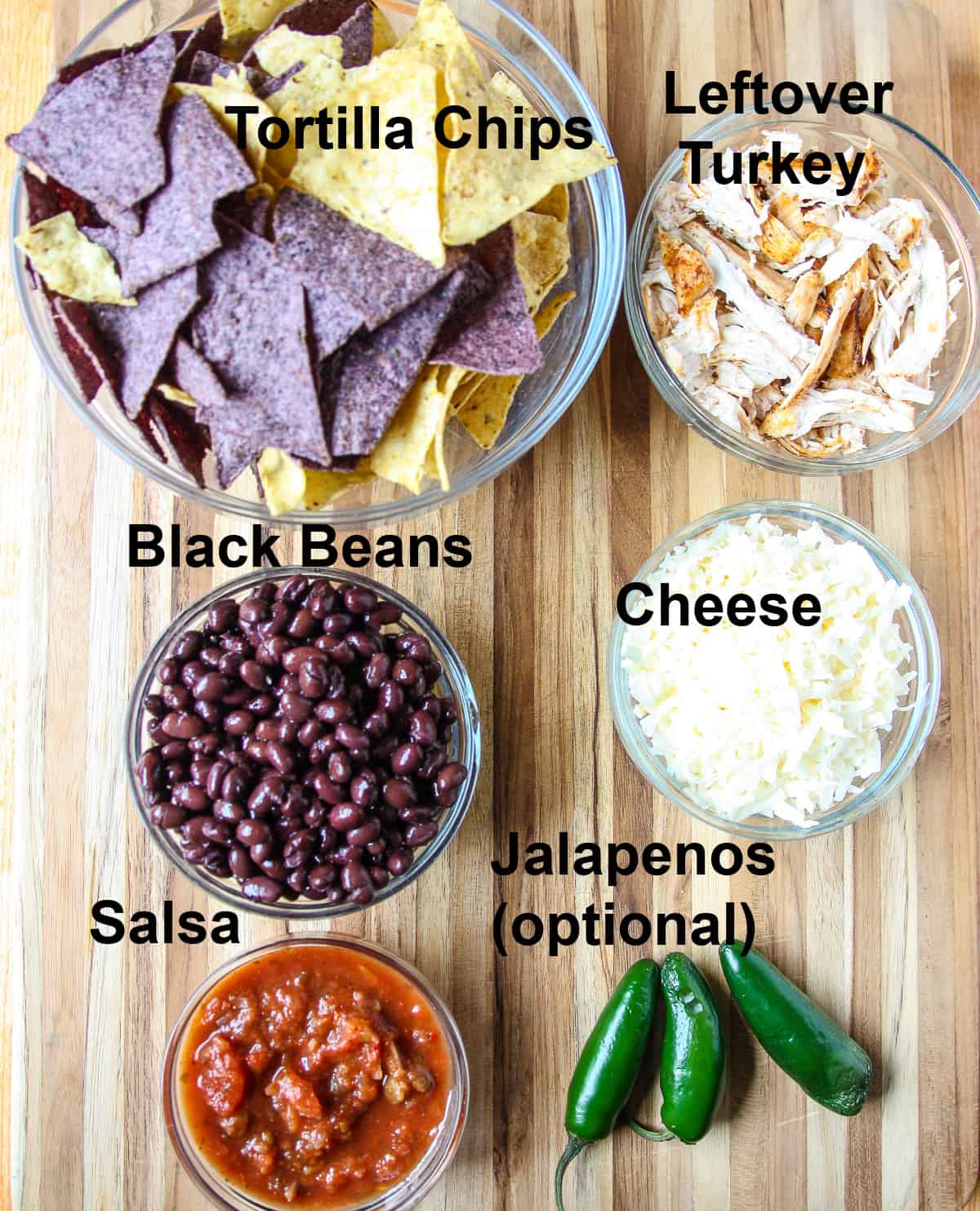 The Ingredients to make the nachos.