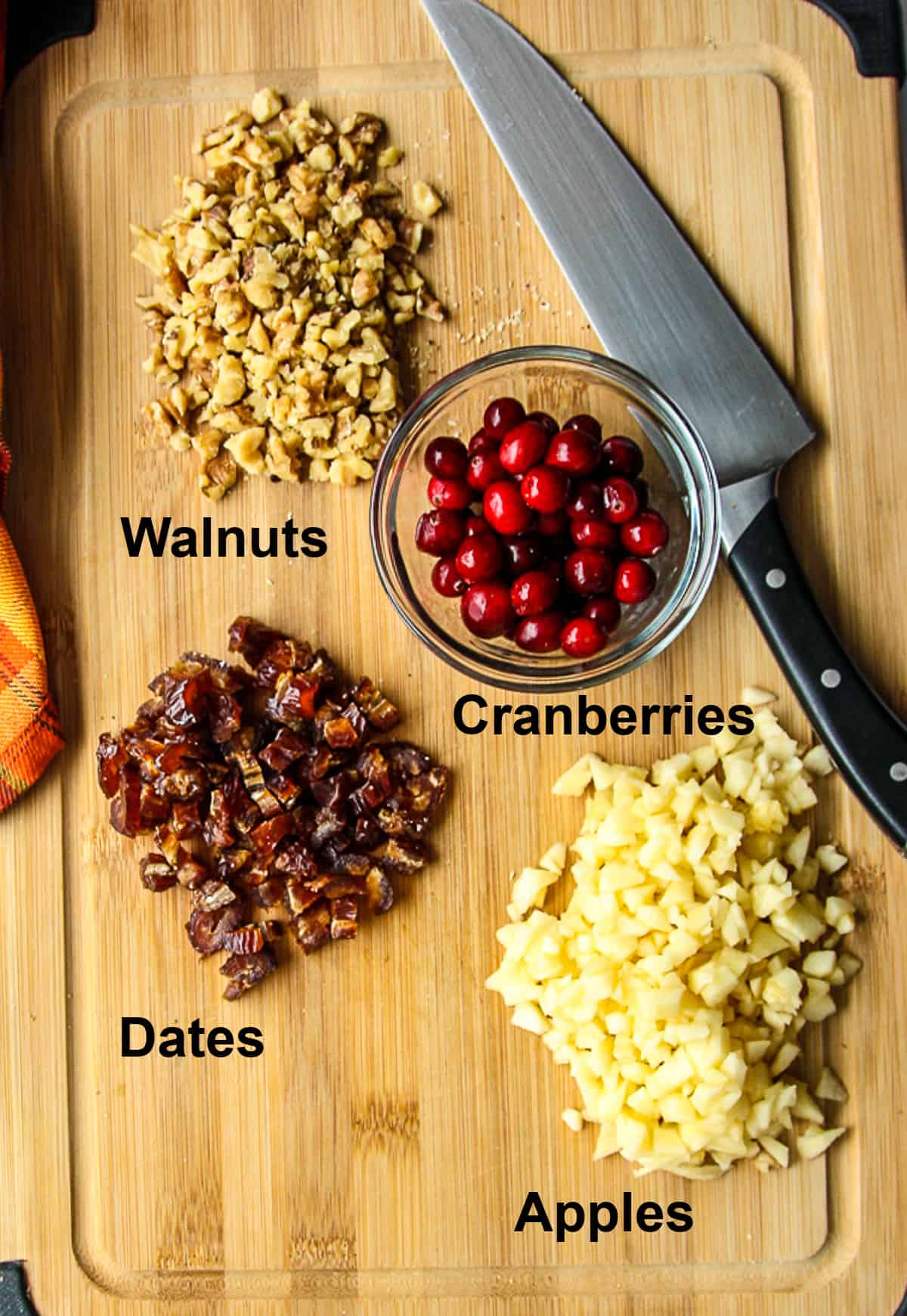 Some of the recipe ingredients on a cutting board.