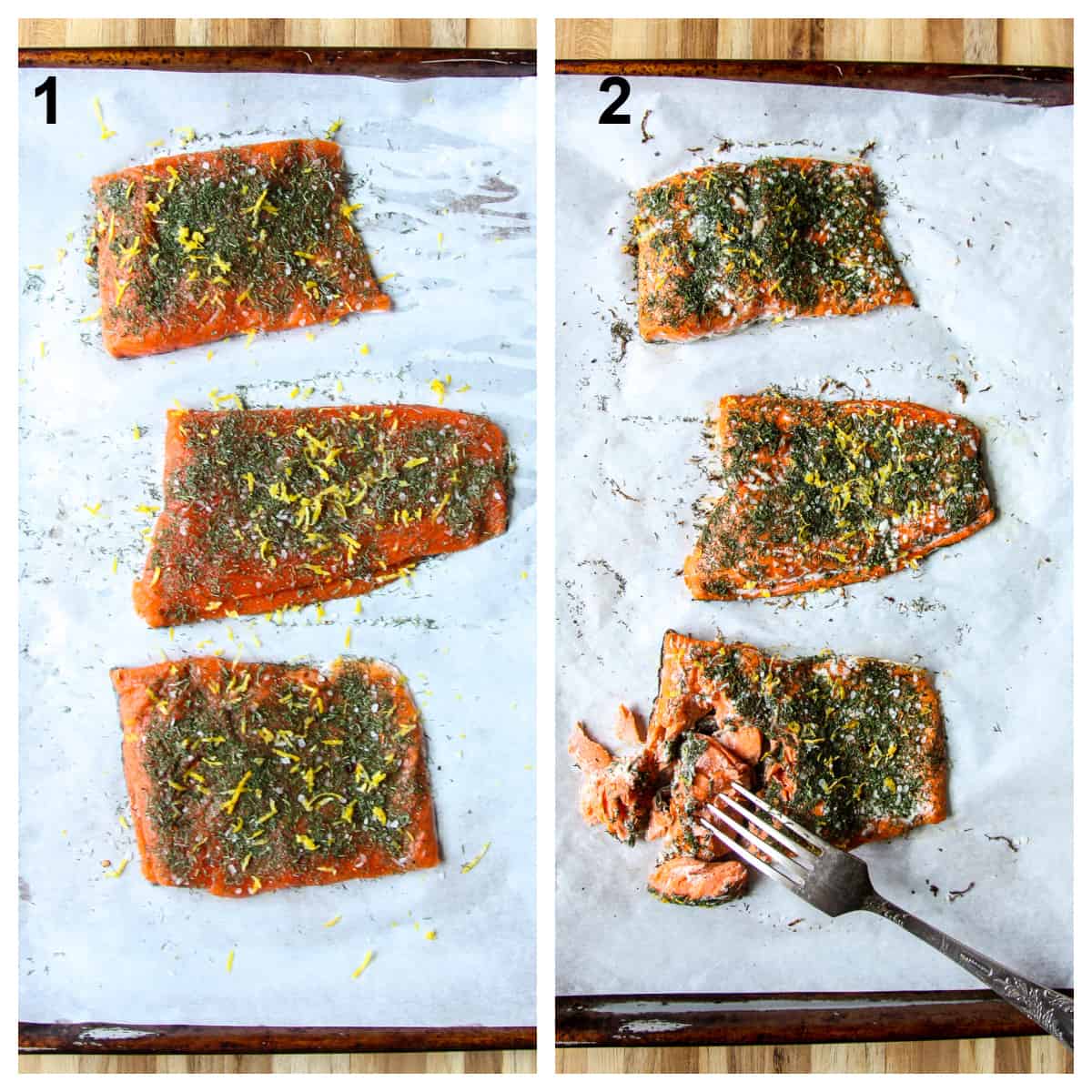 The first two steps of the recipe.