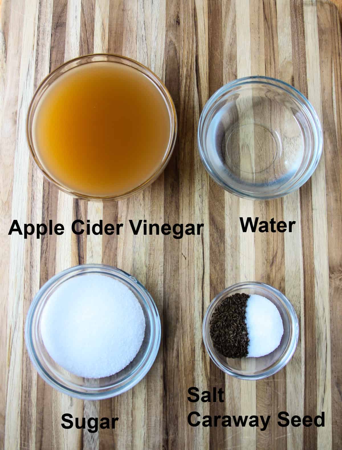 The ingredients to make the pickling brine.