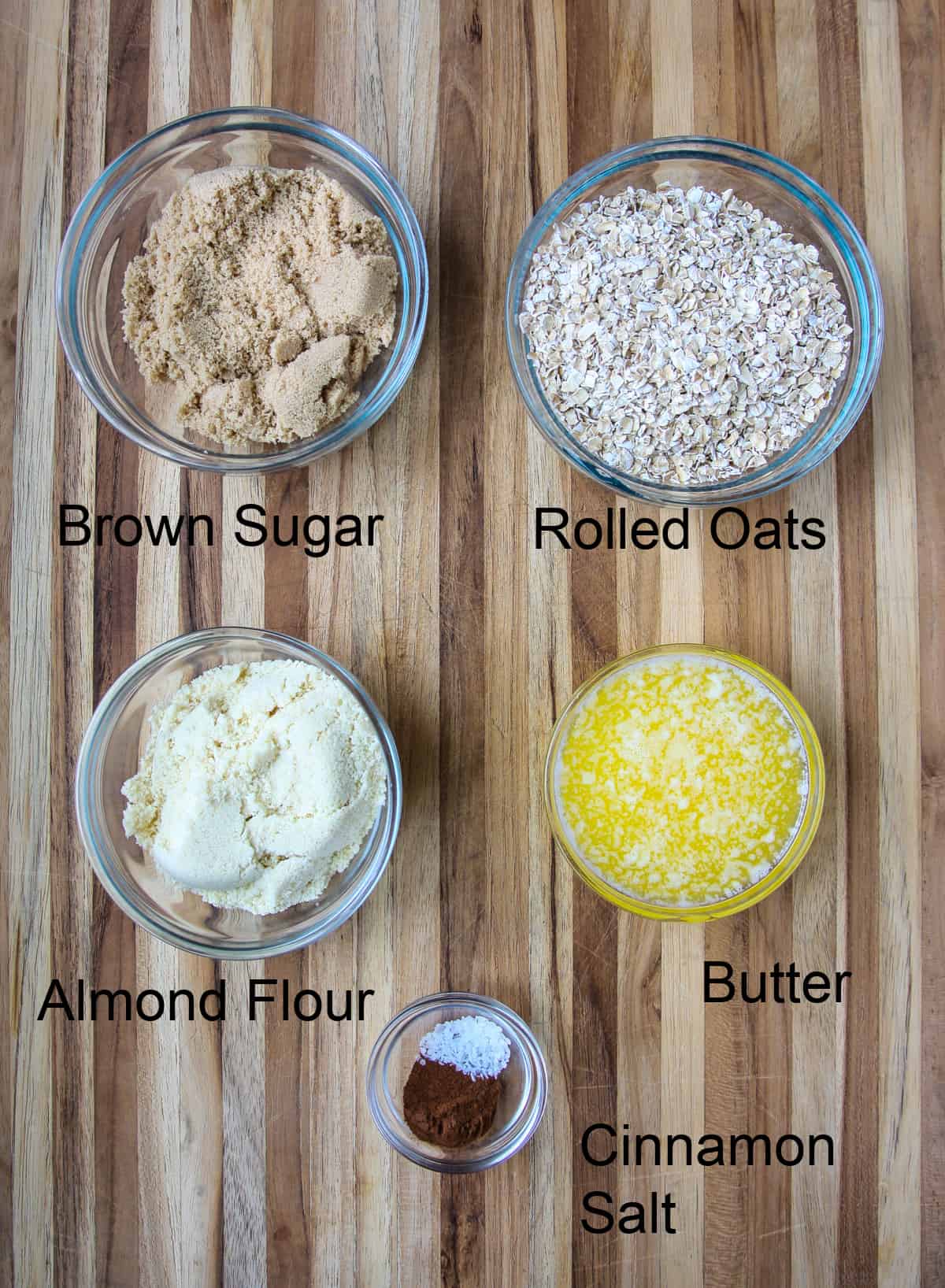 The ingredients to make the crumble topping.