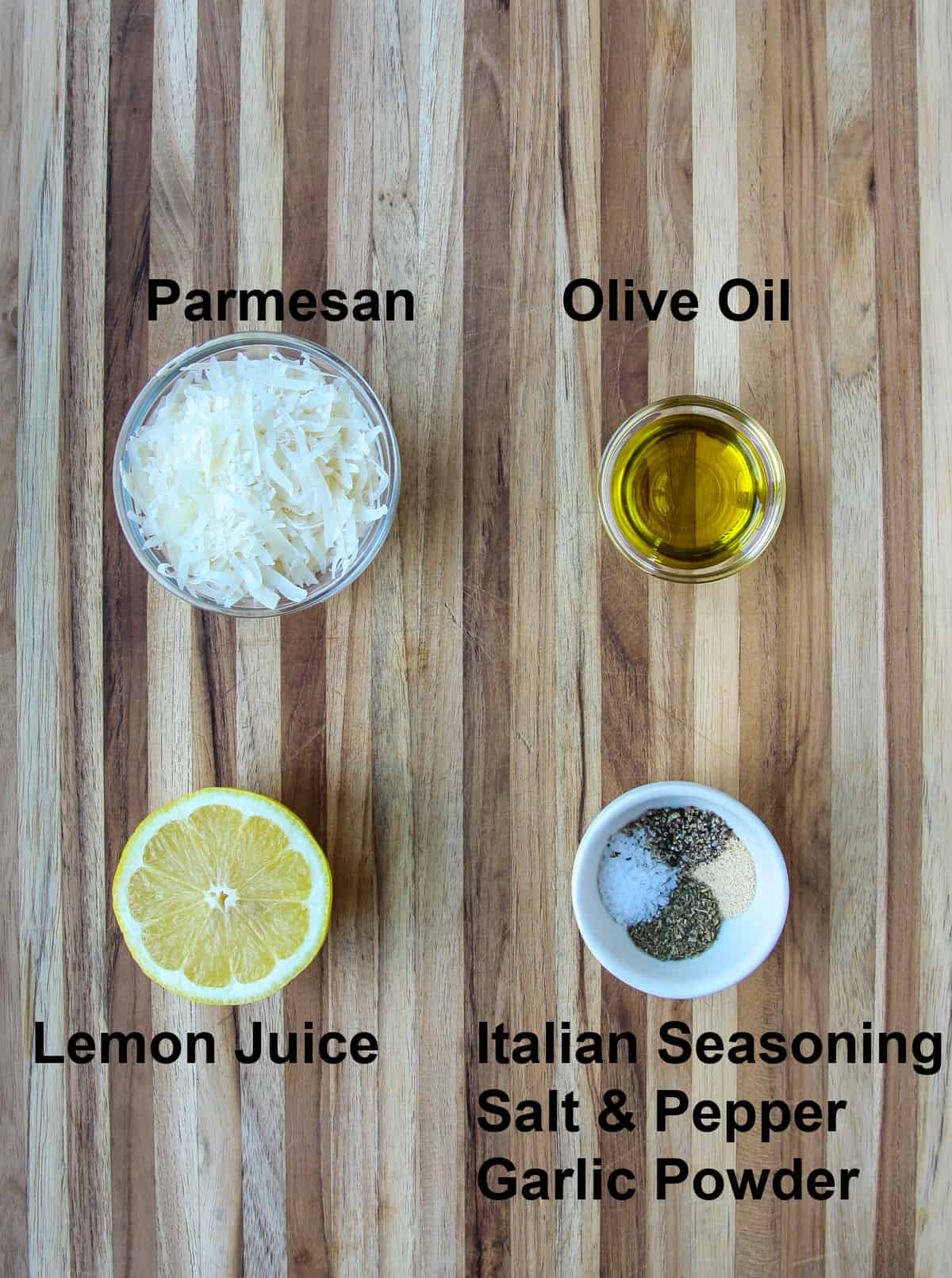 Seasonings and parmesan cheese to be used in this recipe.