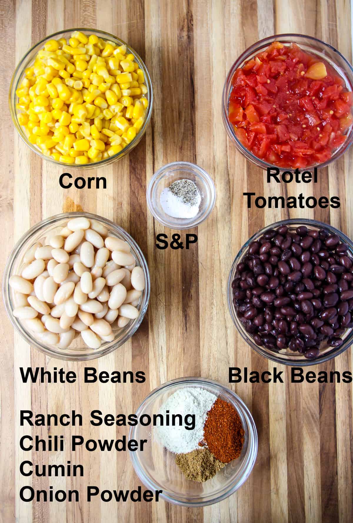 The remaining ingredients needed to make the chicken chili.