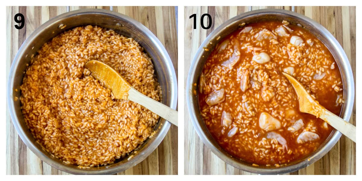 Steps nine and ten of the recipe process.