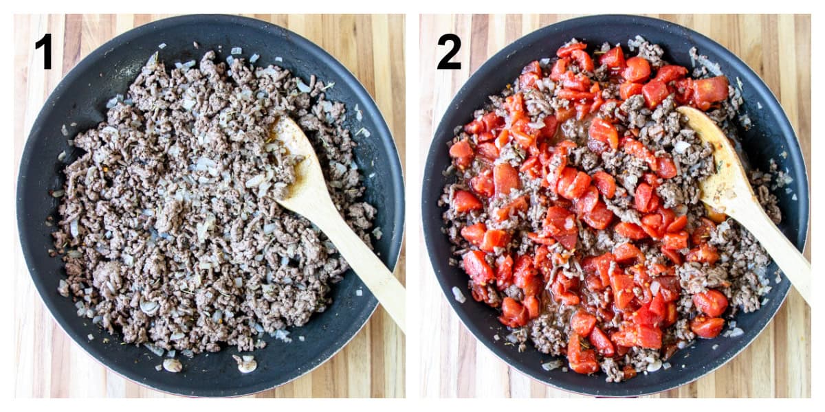 Steps one and two of the recipe process.