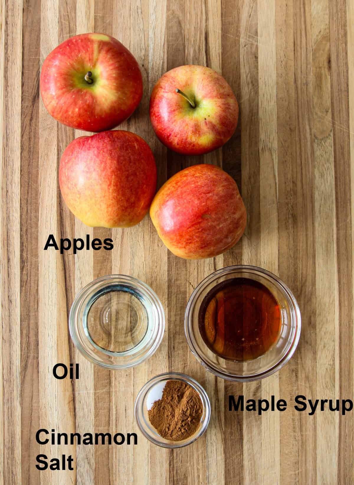 The ingredients to make this recipe on a wooden board.