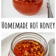 Hot honey in a glass jar.